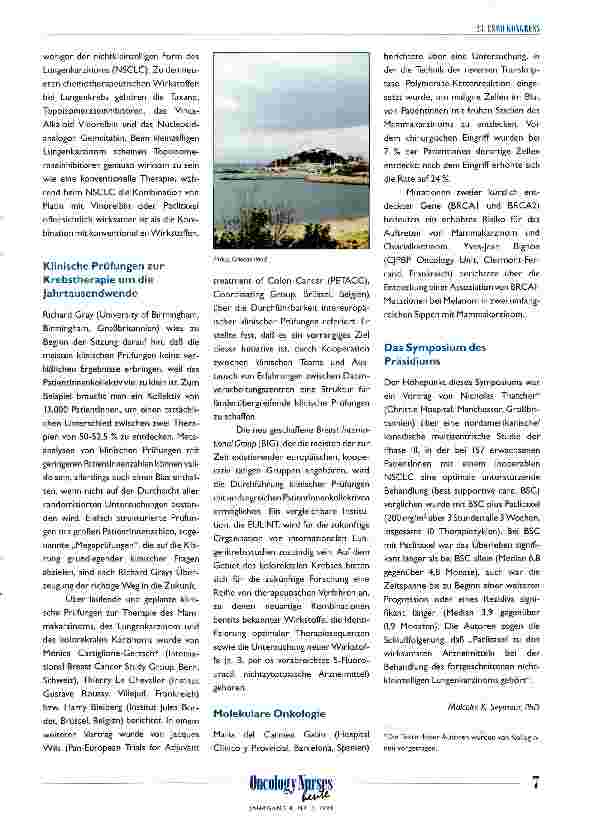 Vorschauseite 3: Höhepunkte des 23. ESMO Kongresses Athen, Griechenland, 6. -10. November 1998