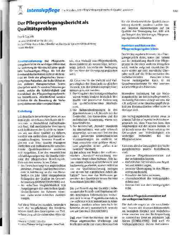 Vorschauseite 1: Der Pflegeverlegungsbericht als Qualitätsproblem