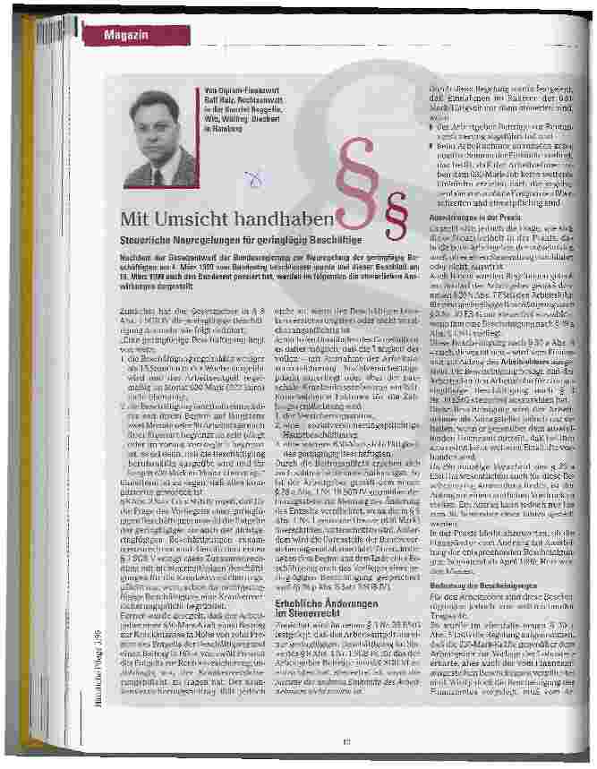Vorschauseite 1: Mit Umsicht handhaben Steuerliche Neuregelung für geringfügig Beschäftigte