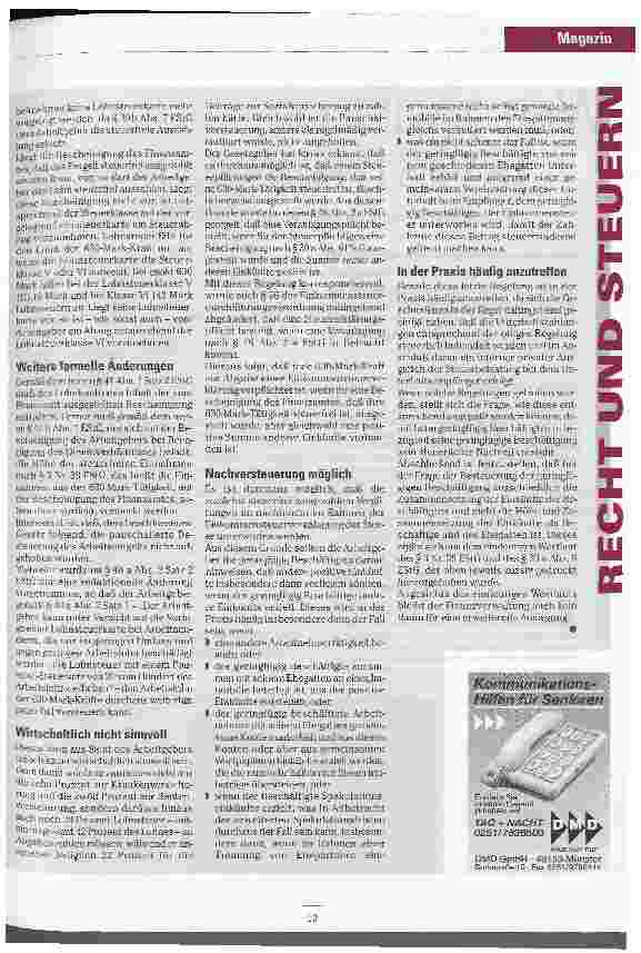 Vorschauseite 2: Mit Umsicht handhaben Steuerliche Neuregelung für geringfügig Beschäftigte