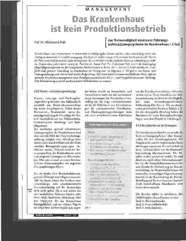 Vorschauseite 1: Das Krankenhaus ist kein Produktionsbetrieb