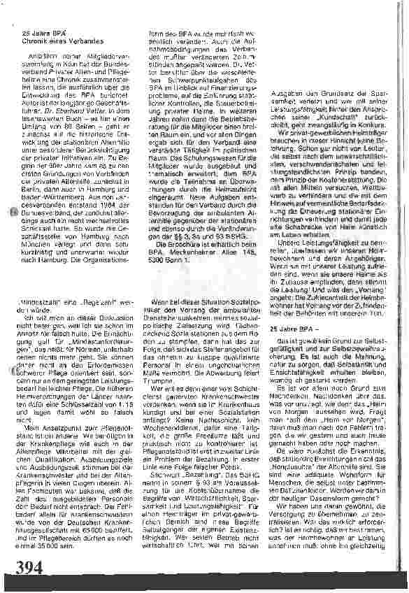 Vorschauseite 2: 25 Jahre Bundesverband Privater Altenheime
