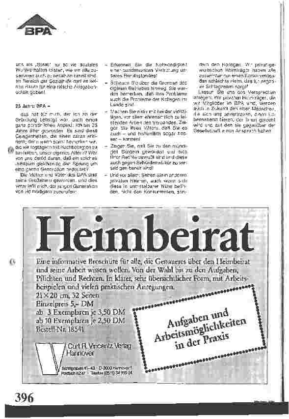 Vorschauseite 4: 25 Jahre Bundesverband Privater Altenheime