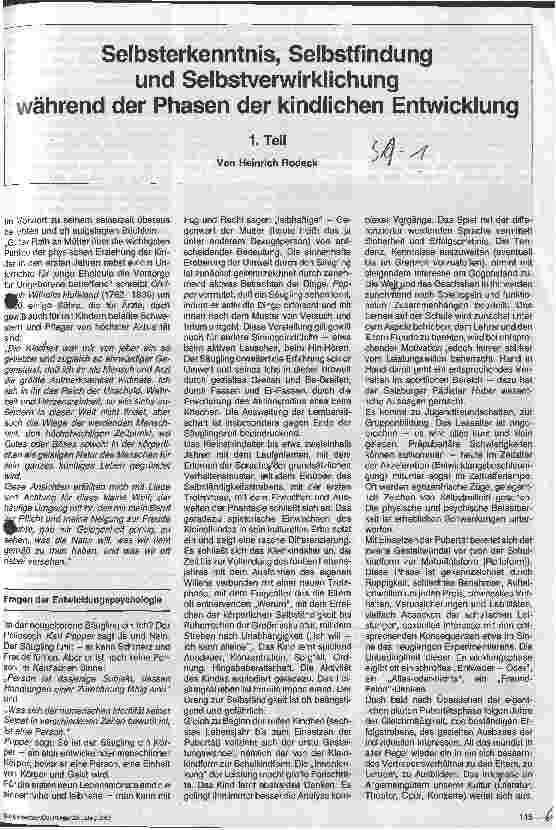 Vorschauseite 1: Selbsterkenntnis, Selbstfindung und Selbstverwirklichung während der Phasen der kindlichen Entwicklung 1.Teil