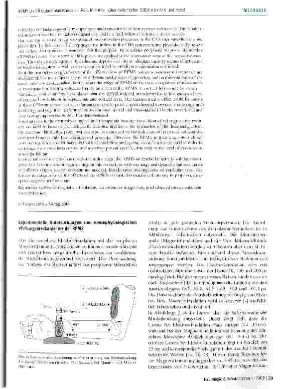 Vorschauseite 2: RPMS als Stimulationsmethode zur Rehabilitation sensomotorischer Defizite an Arm und Hand als Folge von zerebralen Läsionen