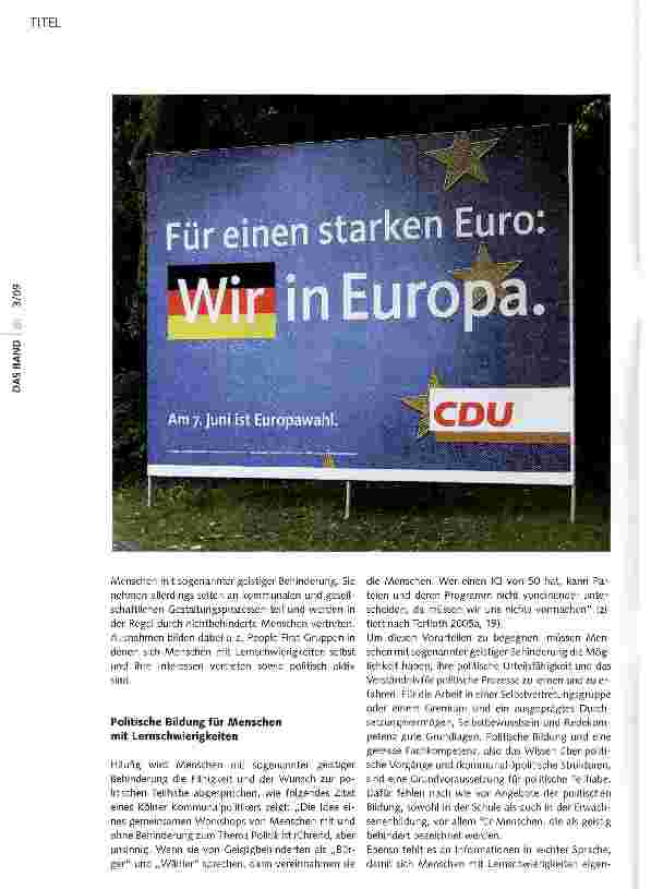 Vorschauseite 2: POLITIK FÜR ALLE?Politische Teilhabe