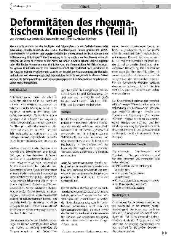 Vorschauseite 1: Deformitäten des rheumatischen Kniegelenks (Teil II)