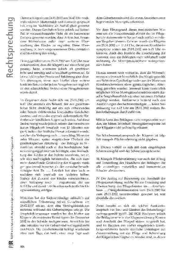 Vorschauseite 4: Zur Haftung des Krankenhausträgers und des diensthabenden und aufsichtsführenden Pflegepersonals