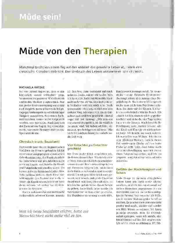 Vorschauseite 1: Müde von den Therapien