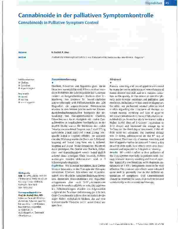 Vorschauseite 1: Cannabinoide in der palliativen Symptomkontrolle