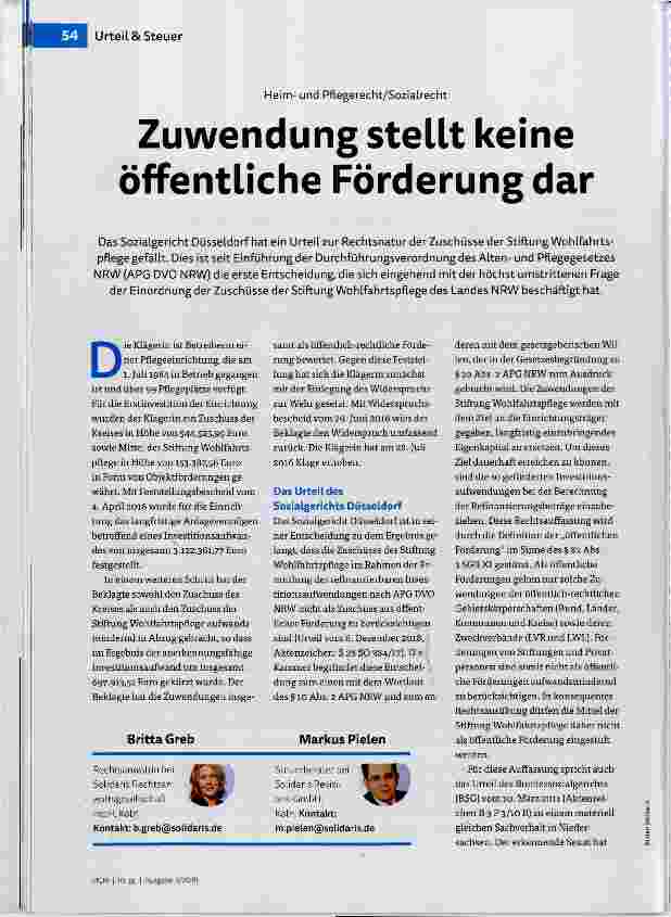 Vorschauseite 1: Zuwendung stellt keine öffentliche Förderung dar