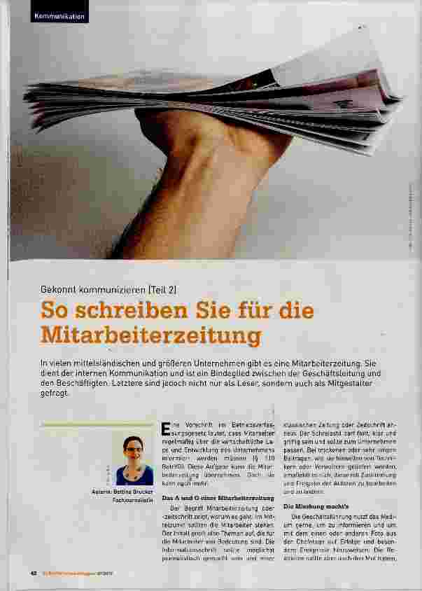 Vorschauseite 1: Gekonnt kommunizieren (Teil 2) So schreiben Sie für die Mitarbeiterzeitung