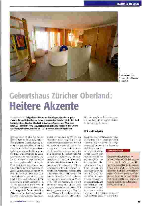 Vorschauseite 1: Geburtshaus Züricher Oberland: Heitere Akzente