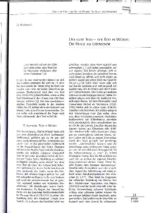 Vorschauseite 1: DER GUTE TOD - DER TOD IN WÜRDE: DIE FRAGE AM LEBENSENDE