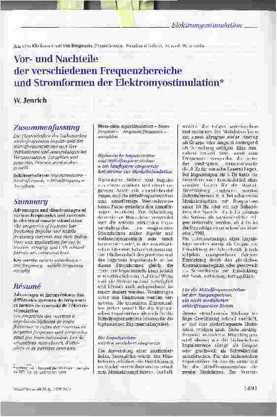 Vorschauseite 1: Vorund Nachteile der verschiedenen Frequenzbereicheund Stromformen der Elektromyostimulation