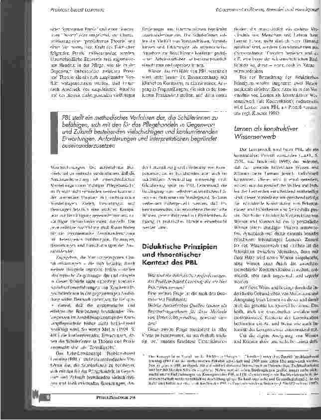 Vorschauseite 3: Problem-based Learning - eine pädagogische Antwort auf neue Herausforderungen in der Krnankenpflege