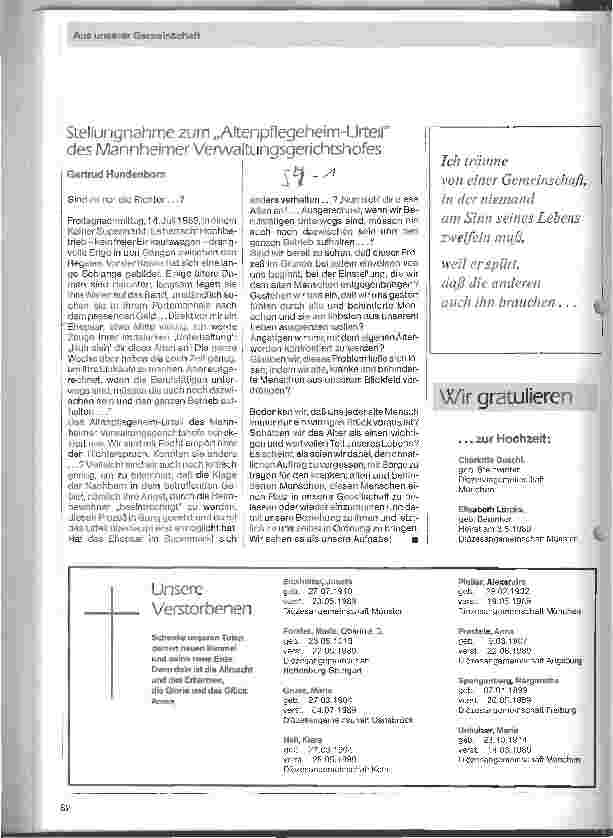 Vorschauseite 1: Stellungnahme zum Altenpflegeheim-Urteil des Mannheimer Verwaltungsgerichtshofes