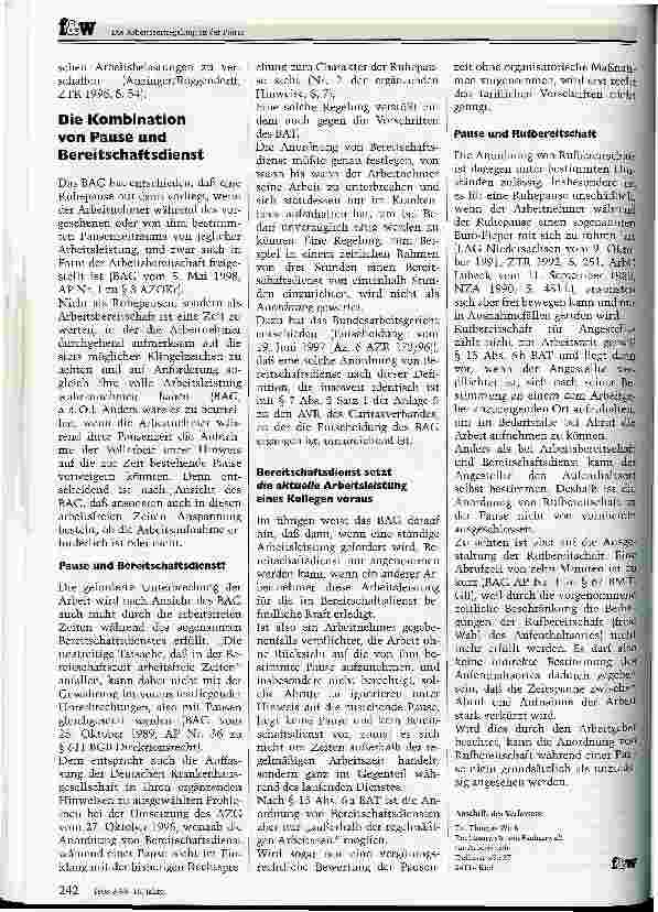 Vorschauseite 3: Die Arbeitszeitregelung an der Pforte Juristische Fallstricke versperren den Weg zur betriebsgerechten Pause