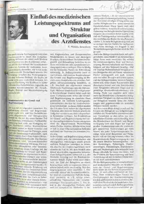 Vorschauseite 1: Einfluß des medizinischen Leistungsspektrums auf Struktur und Organisation des Arztdienstes
