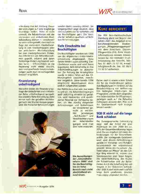 Vorschauseite 2: Gesundheitsreform 2000 - Fortschritt oder Rückschritt für die Reha?
