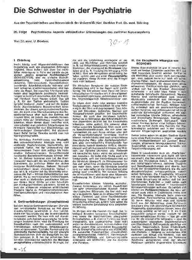 Vorschauseite 1: Die Schwester in der Psychiatrie 20. Folge: Psychiatrische Aspekte entzündlicher Erkrankungen des ZNS