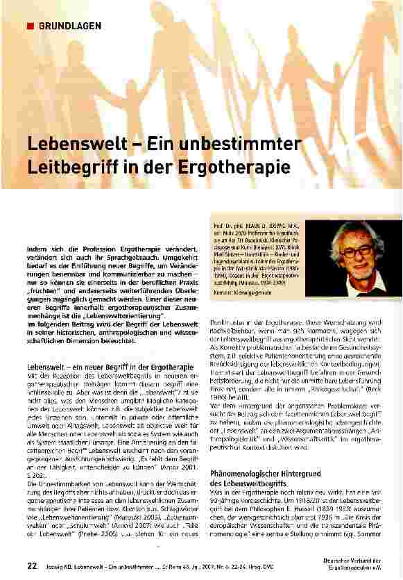 Vorschauseite 1: Lebenswelt - Ein unbestimmter Leitbegriff in der Ergotherapie