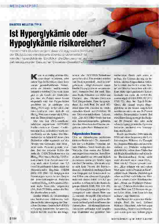 Vorschauseite 1: Ist Hyperglykämie oder Hypoglykämie risikoreicher?