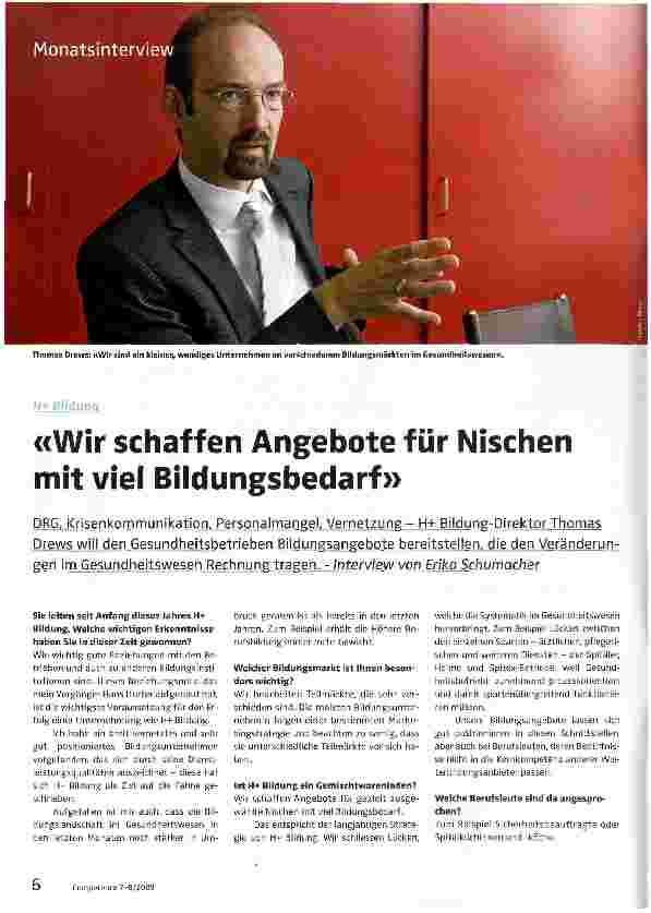 Vorschauseite 1: «Wir schaffen Angebote für Nischen mit viel Bildungsbedarf»