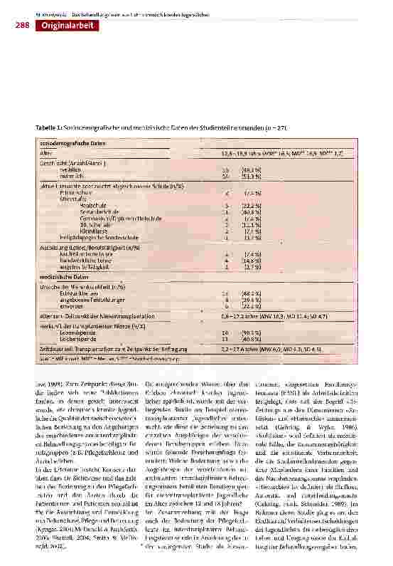 Vorschauseite 2: Die Beziehung zum interdisziplinären Behandlungsteam aus Sicht nierentransplantierter Jugendlicher