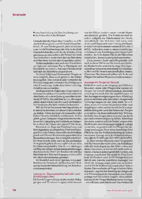 Vorschauseite 4: Ärzte und Pflegekräfte als Zeugen bei der Strafverfolgung