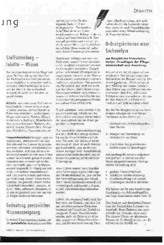 Vorschauseite 2: Sachanalyse und Stoffsammlung