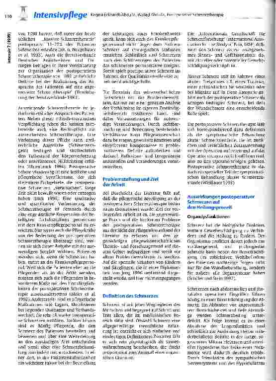 Vorschauseite 2: Postoperative Schmerztherapie als eine pflegewissenschaftliche Forschungsaufgabe