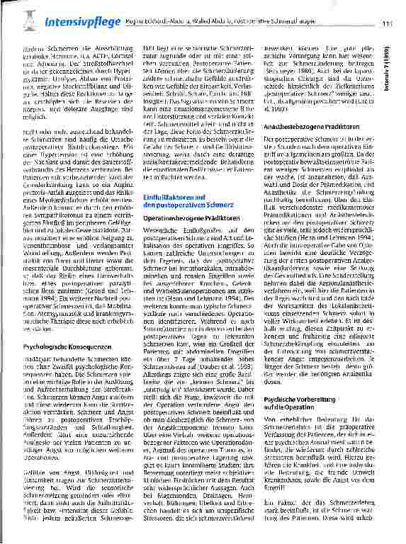 Vorschauseite 3: Postoperative Schmerztherapie als eine pflegewissenschaftliche Forschungsaufgabe