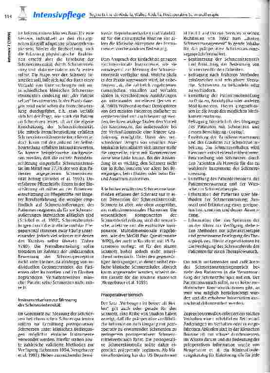 Vorschauseite 6: Postoperative Schmerztherapie als eine pflegewissenschaftliche Forschungsaufgabe