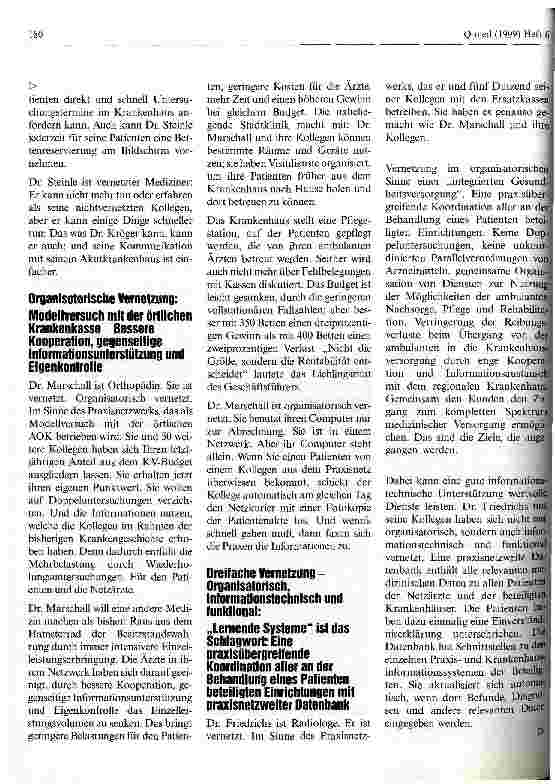 Vorschauseite 2: Vernetzung im Gesundheitswesen Arbeitserleichterung im Ärztealltag: Viva Vernetzung!