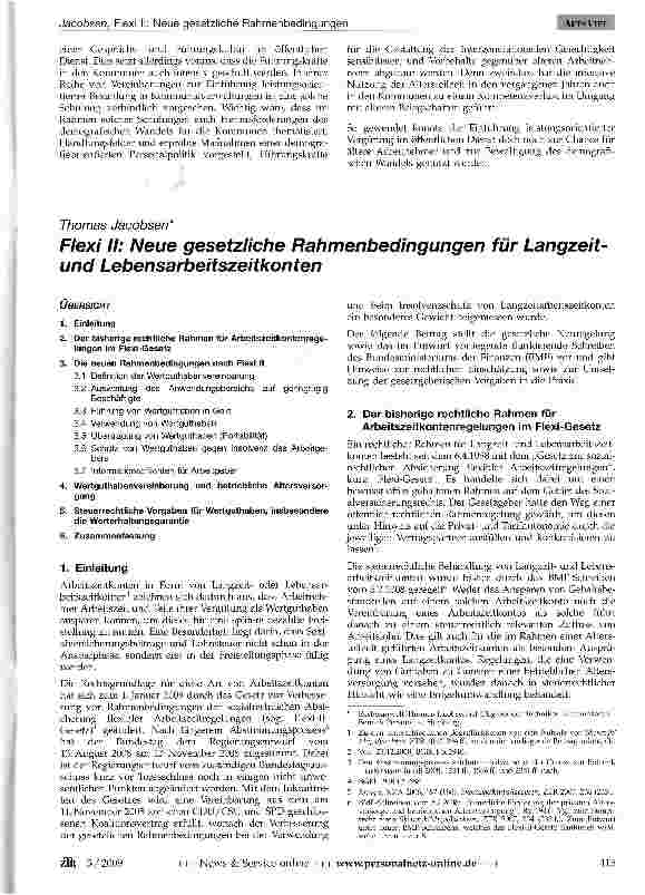 Vorschauseite 1: Flexi II: Neue gesetzliche Rahmenbedingungen für Langzeit und Lebensarbeitszeitkonten