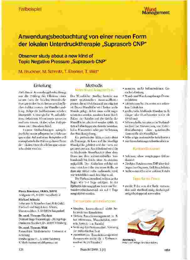 Vorschauseite 1: Anwendungsbeobachtung von einer neuen Form der lokalen Unterdrucktherapie „Suprasorb CNP