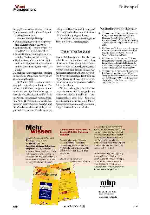Vorschauseite 4: Anwendungsbeobachtung von einer neuen Form der lokalen Unterdrucktherapie „Suprasorb CNP
