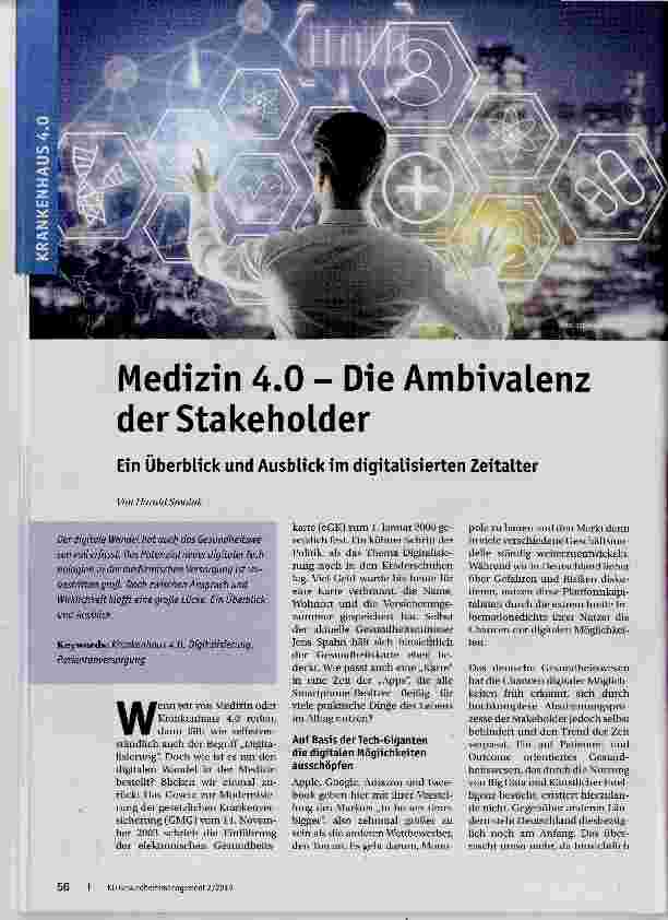 Vorschauseite 1: Medizin 4.0 Die Ambivalenz der Stakeholder