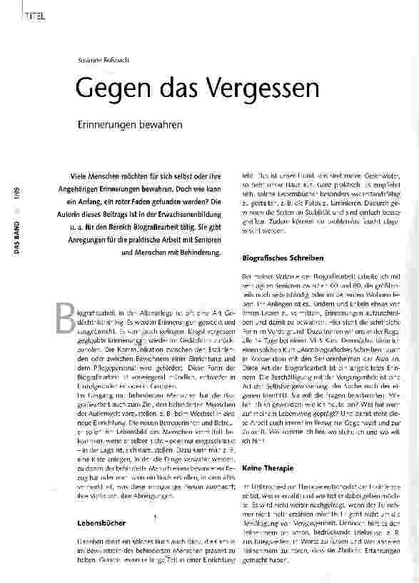 Vorschauseite 1: Gegen das Vergessen