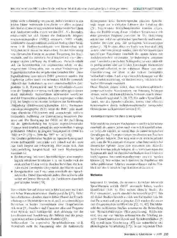 Vorschauseite 3: Was können wir aus fMRT-Studien für die praktische Rehabilitation von chronischen Sprachstörungen lernen?