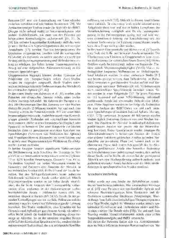 Vorschauseite 6: Was können wir aus fMRT-Studien für die praktische Rehabilitation von chronischen Sprachstörungen lernen?