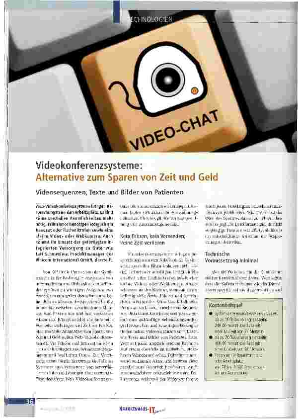 Vorschauseite 1: Videokonferenzsysteme: Alternative zum Sparen von Zeit und Geld