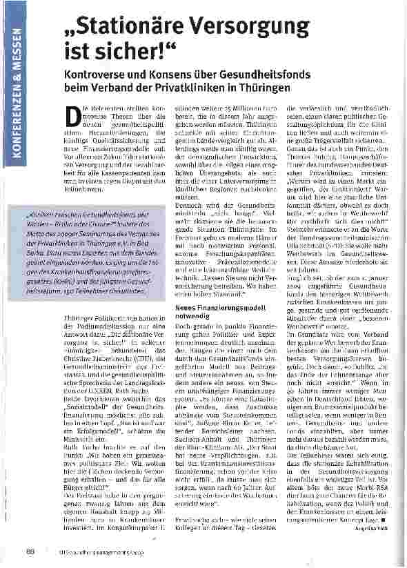 Vorschauseite 1: „Stationäre Versorgung ist sicher!