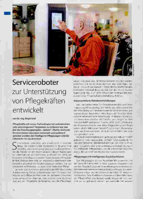 Vorschauseite 1: Serviceroboter zur Unterstützung von Pflegekräften entwickelt