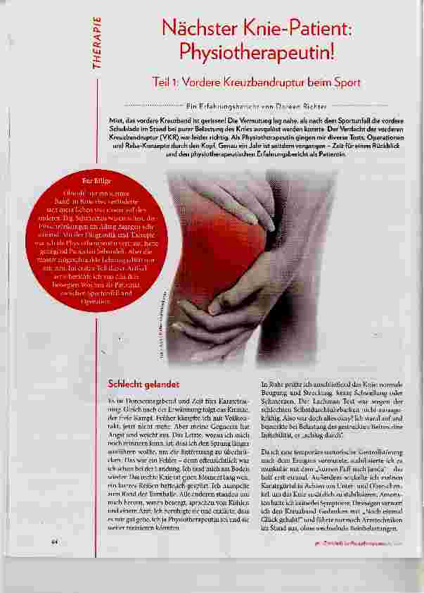 Vorschauseite 1: Nächster Knie-Patient: Physiotherapeutin! Teil 1: Vordere Kreuzbandruptur beim Sport