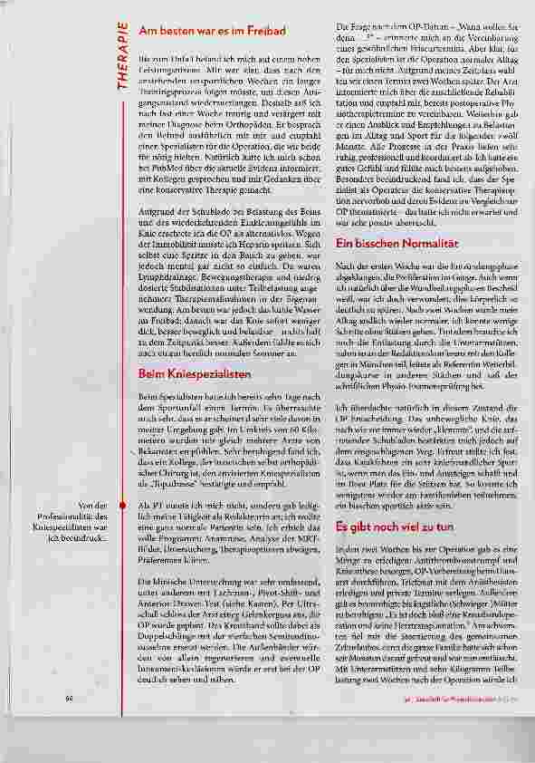 Vorschauseite 3: Nächster Knie-Patient: Physiotherapeutin! Teil 1: Vordere Kreuzbandruptur beim Sport