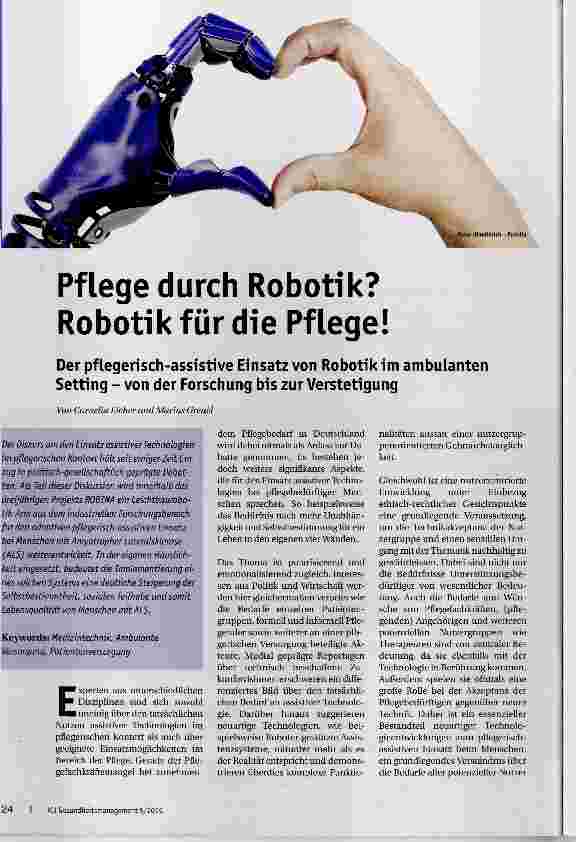 Vorschauseite 1: Pflege durch Robotik? Robotik für die Pflege!