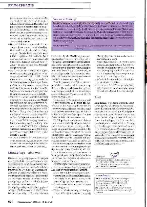 Vorschauseite 3: Mundpflege senkt Pneumonierisiko