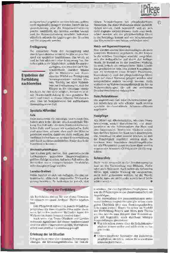 Vorschauseite 3: Pflegepraktische Fortbildung für die Häusliche Pflege Teil 3: Pflegediagnose - Dekubitusrisiko